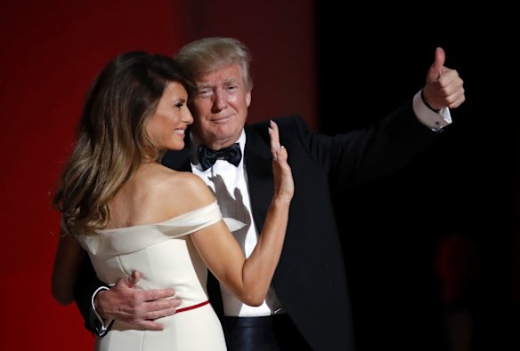 President Donald Trump dances with first lady Melania Trump at the Liberty Ball. Actually it was more of a shuffle than "dance".