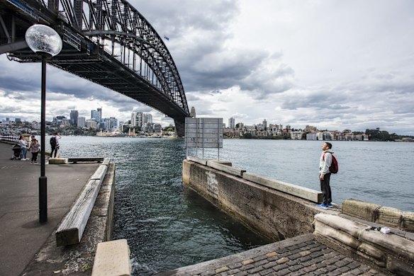 An old barge station under Sydney Harbour Bridge. The term "Thomasson" was coined by Japanese artist Genpei Akasegawa. In 1972 Akasegawa came across a lone staircase that had no door at the top. But then he noticed something even stranger: the railing had recently been fixed.