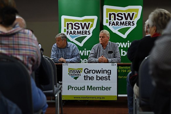 Candidates in the Upper Hunter by-election Archie Lee an Independent (left) and Dale McNamara with Pauline Hanson's One Nation (right) at the NSW Farmers meet the candidates public forum at the Scone RSL.