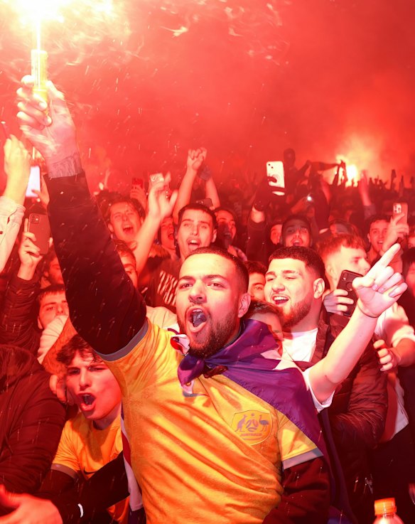 Fans flock to Fed Square, Melbourne to celebrate.