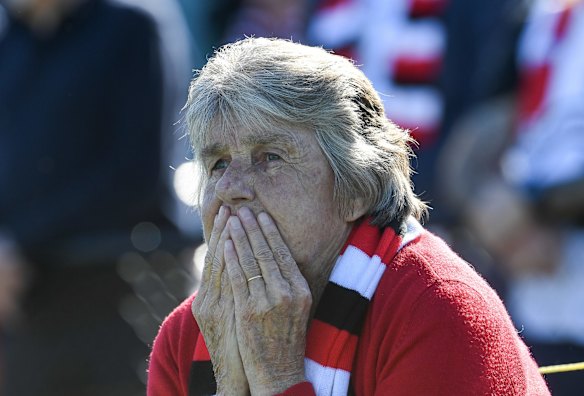 Fans watching the broadcast on the oval.