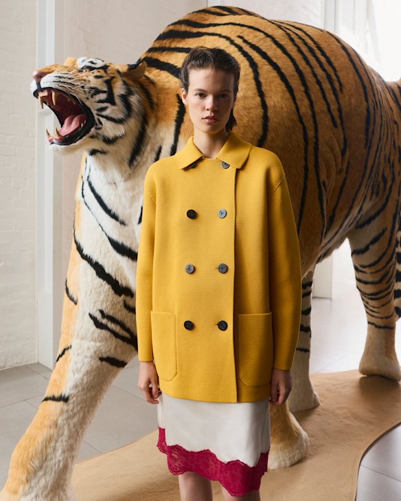 Loro Piana jacket. Wynn Hamlyn “Kerra” skirt.