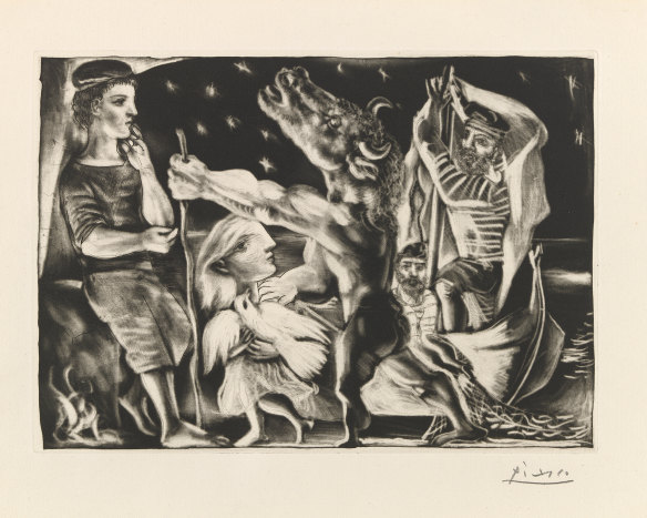 'Blind minotaur led by a little girl at night', 1934-35. ©  Pablo Picasso/Succession Picasso.