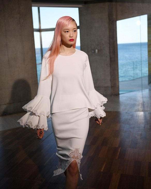 Models showcase Myer's spring collections at a private home in Coogee. 