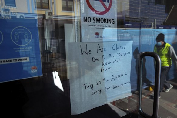 A closed shop in the Parramatta CBD. Parramatta is one of the local government areas facing harsher restrictions during the COVID-19 Sydney lockdown.