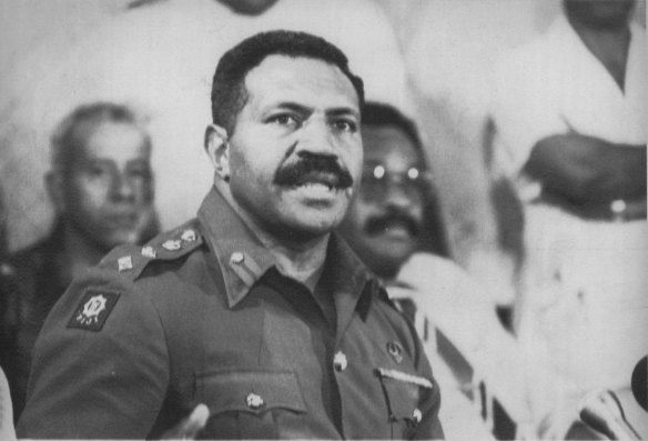 Colonel Rambuka announces that Fiji is now a republic. September 29, 1987.