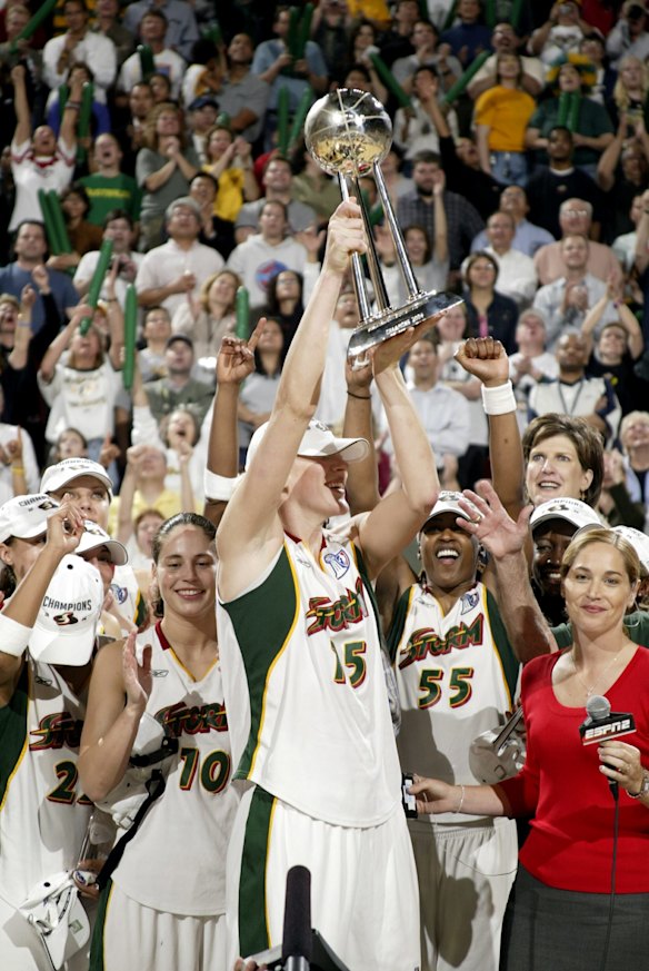Lauren Jackson celebrates winning one of two WNBA championships in her illustrious career.