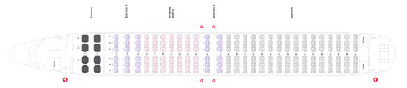 A seat map for Virgin Australia’s Boeing 737-800.