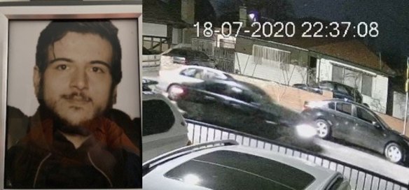 Adrian Pacione and a CCTV image of a car thought to be linked to the shooting