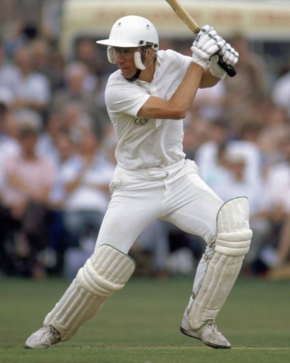 Peter Roebuck on the attack for Somerset in 1986.