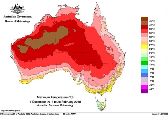 Mean maximum temperatures for December 2019-February 2019 beat the last summer record by almost one degree. 