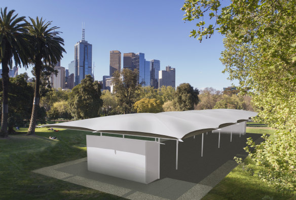 A render of  Glenn  Murcutt’s MPavilion.