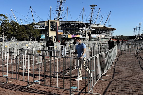 Qudos arena Covid Vaccination Hub.
