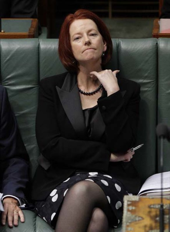 Julia Gillard during house of representatives question time at Parliament House in June 2010.