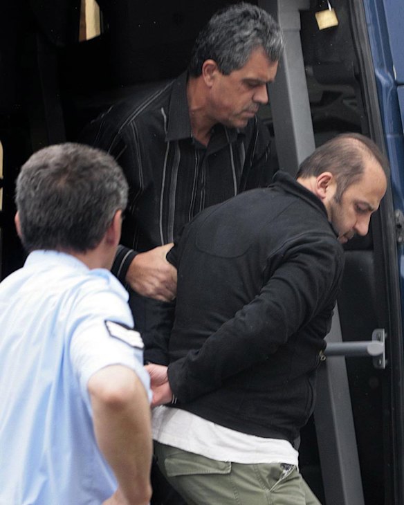 Tony Mokbel arrives at Athens' Korydallos prison May 14, 2008.