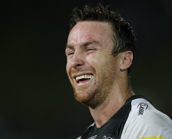 Quick wit: Panthers half James Maloney is always one to answer back.