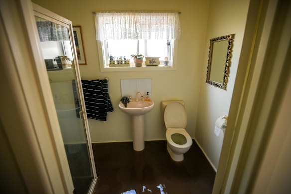 Flood water starts to come into the bathroom