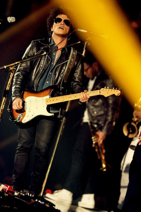 US singer Bruno Mars performs during the MTV Europe Music Awards (EMA) 2013 ceremony in the Ziggo Dome, in Amsterdam.