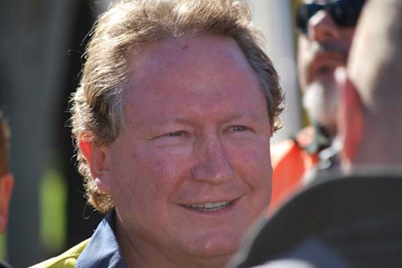 Fortescue Metals boss Andrew 'Twiggy' Forrest at the rally in Perth. Photo: Chalpat Sonti