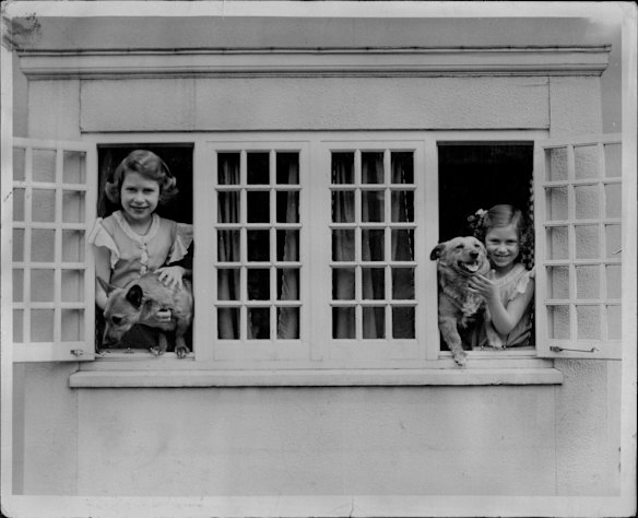 Queen Elizabeth and Princess Margaret at Windsor, June 1936. 
