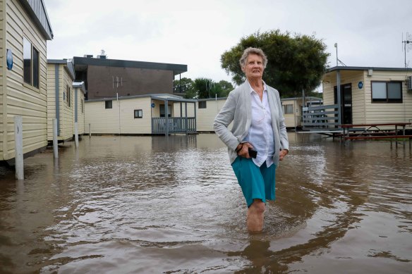 Lola Hickey was evacuated on Saturday from Riverside Resort as the Hastings River breaks its banks and floods in Port Macquarie.