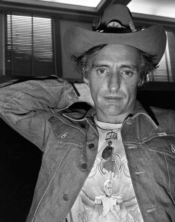 Dennis Hopper in 1976 at the 29th Cannes International Film Festival where he presents "Tracks" directed by Henry Jaglom in the critic selection. 