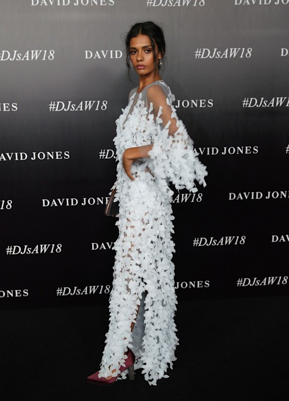 Madeleine Madden arrives at the red carpet for the 2018 David Jones Autumn Winter collection launch.