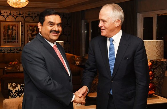 Indian mining billionaire Guatam Adani with Prime Minister Malcolm Turnbull.