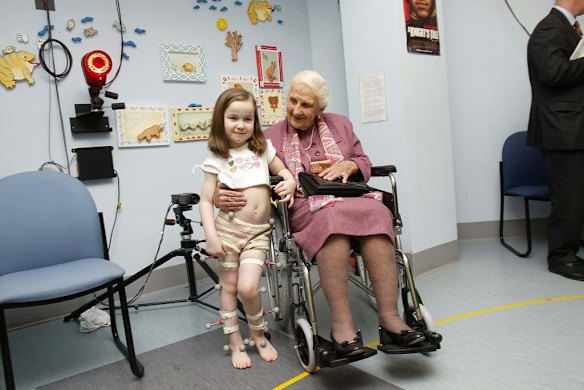 Dame Elisabeth, patron of the Murdoch Children's Research Institute, at the launch of the Gait Centre for Clinical Research Excellence at the Royal Children's Hospital in 2005.