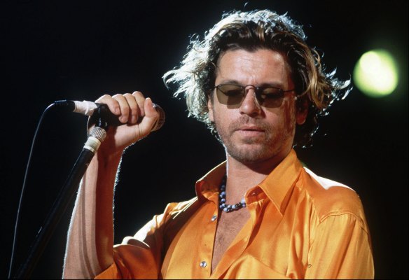 Michael Hutchence, the late singer and songwriter for Australian rock group INXS, taken during a concert at the Paleo Festival in Nyon, Switzerland.  