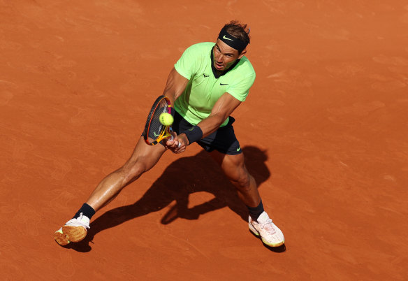 Nadal plays a backhand during his third round match against Norrie.
