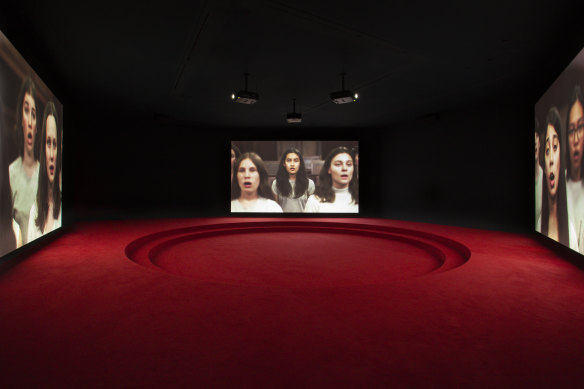 Angelica Mesiti, Assembly, 2019 (production still) three-channel video installation.