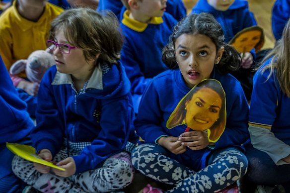 Giralang Primary school. The school where Olympic 400 meter hurdler teaches excitedly watches her compete in the semi-final event at the Rio Olympic games. Poppy Fiumara (left) and Maniha Mahmood. 