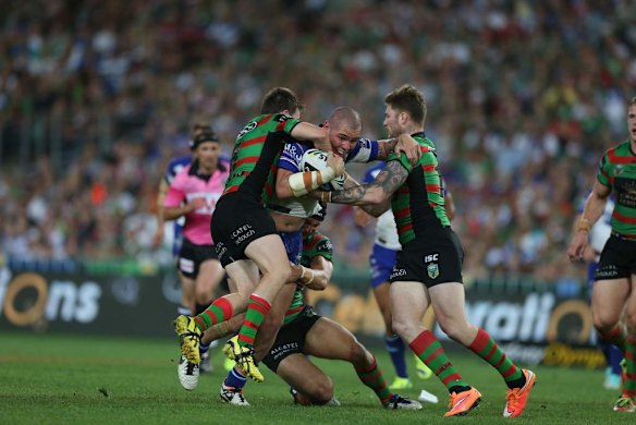 David Klemmer in action for the Bulldogs during the  2014 NRL Grand Final.