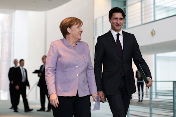 German Chancellor Angela Merkel has got 99 problems but an official state visit from Trudeau ain't one.