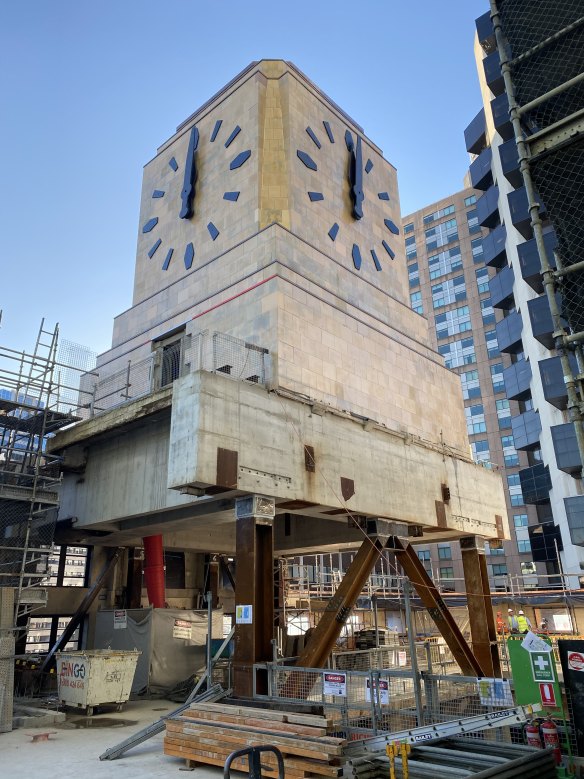 The 400-tonne clock at Shell House was suspended while the building beneath it was demolished and rebuilt. 