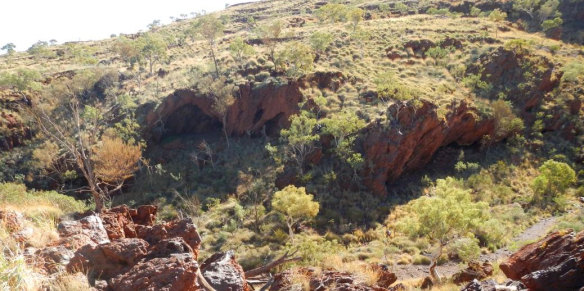 Looking north over the Juukan rock shelters in 2013. 