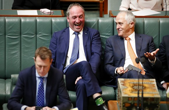 May 10, 2017: Barnaby Joyce and Malcolm Turnbull during a division in the House of Representatives.