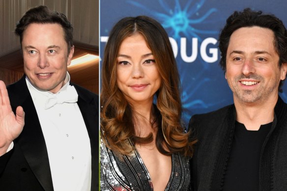 Tesla founder Elon Musk, left, has reportedly had an affair with Nicole Shanahan, pictured right with husband and Google co-founder Sergey Brin, who has since filed for divorce.