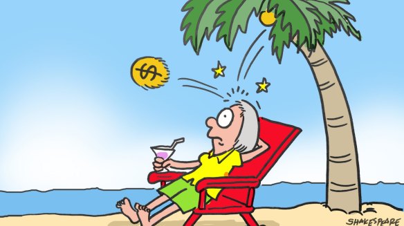 When interest rates and superannuation returns are low, it’s much harder for retirees to generate income. Illustration: John Shakespeare