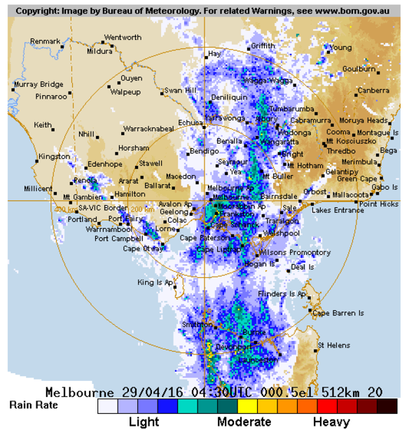 The rain radar over the state on Friday afternoon.