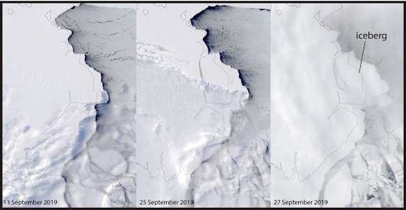 The Amery Ice Shelf iceberg calving sequence.