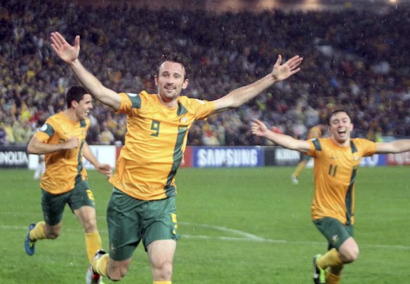Josh Kennedy celebrates his goal.
