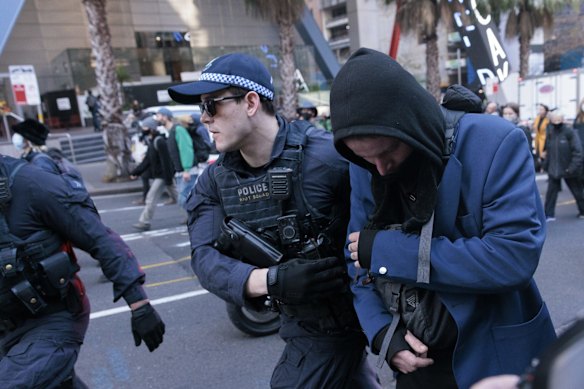 Blockade Australia climate change protestors swarm the CBD. 