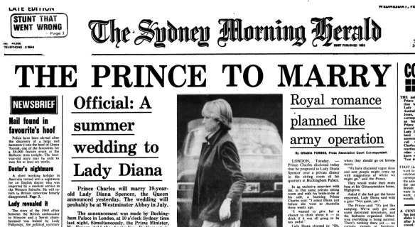 Front page of Sydney Morning Herald on February 25, 1981. 