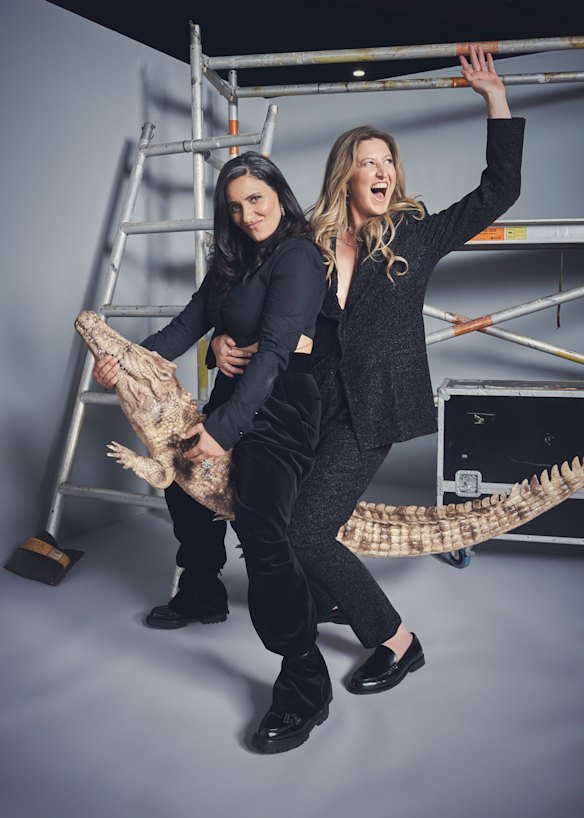 Madeleine Sami (left) and Kate Box are back for season two of Deadloch (with added croc).  