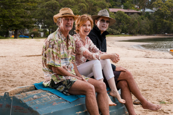 Party people: Bryan Brown, Jacqueline McKenzie and Richard E. Grant in Palm Beach.