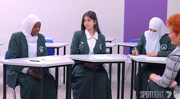 One Nation leader Pauline Hanson spoke to students at Brisbane Islamic College as part of Seven's one-hour special.