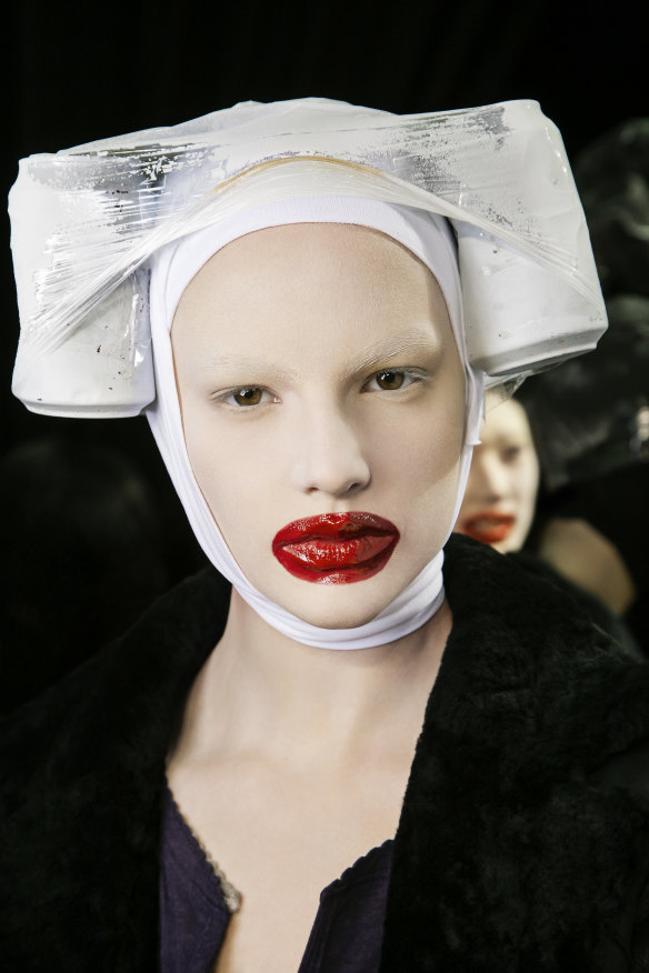 Backstage at the launch of Alexander McQueen’s Horn of Plenty collection.