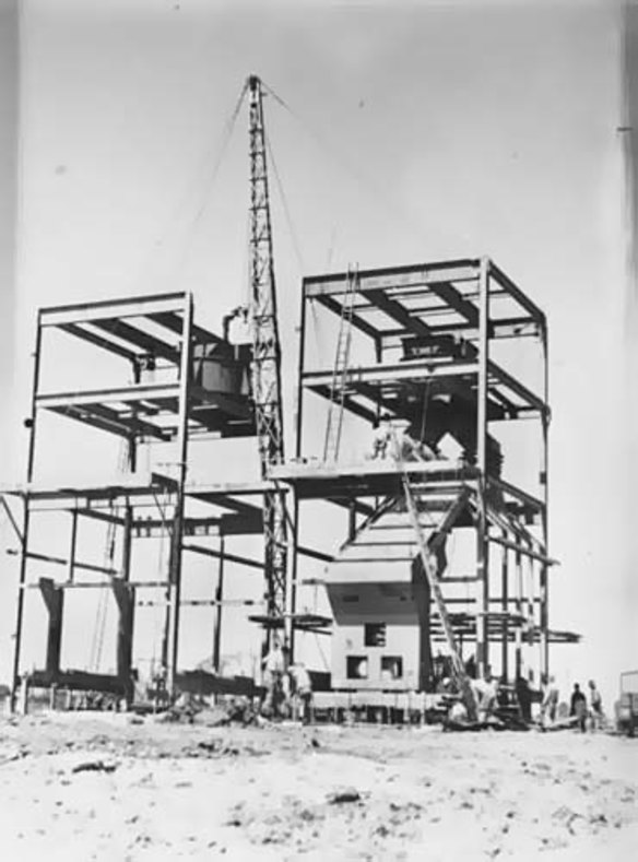 Construction of the boiler house circa 1926.